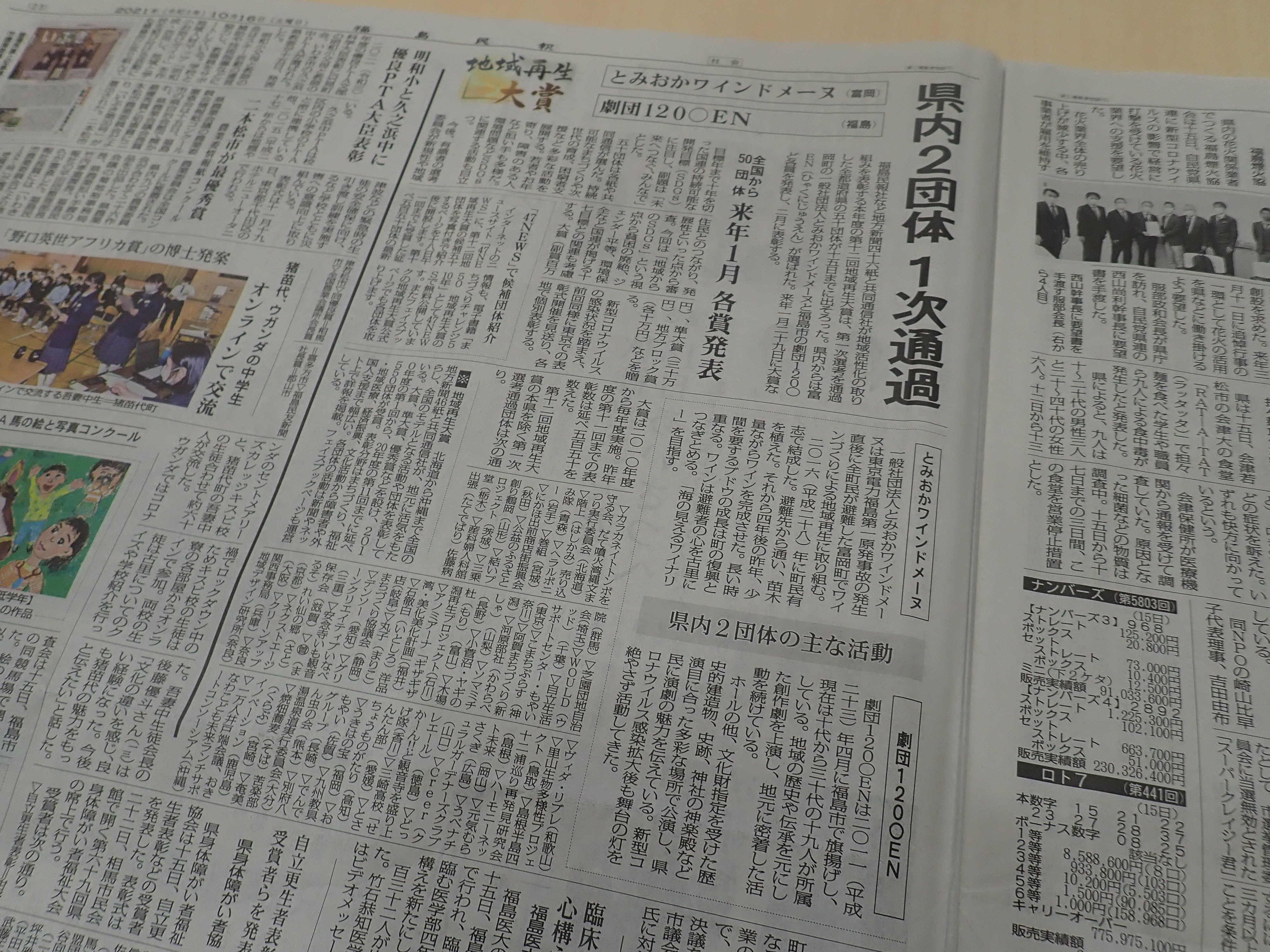 【メディア掲載】地域再生大賞の県代表に選定されましたの画像